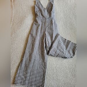 Banana Republic Black and White Gingham Jumpsuit Size Med